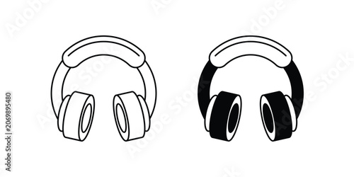 Headphones set icon with white background vector stock illustration