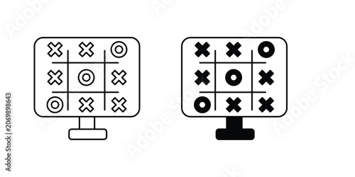 Tic Tac Toe set icon with white background vector stock illustration