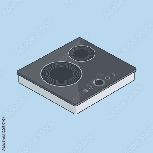 Isometric vector illustration of a modern electric cooktop