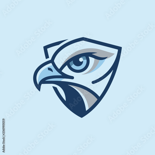 A stylized eagle head icon designed within a protective shield shape