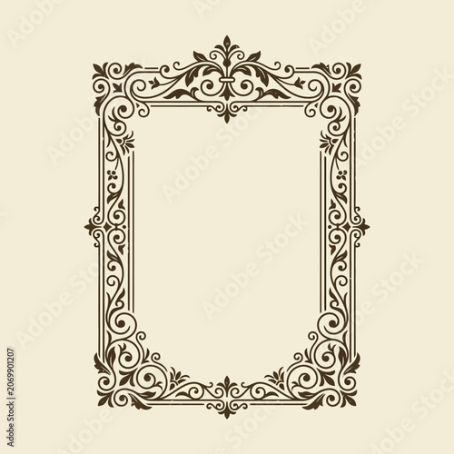 An elegant rectangular frame with intricate vintage floral patterns