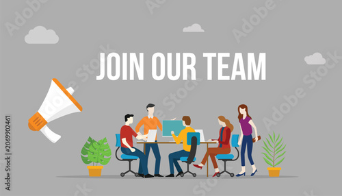 Obraz na plátně Join our team diverse people collaborating in office recruitment and hiring con
