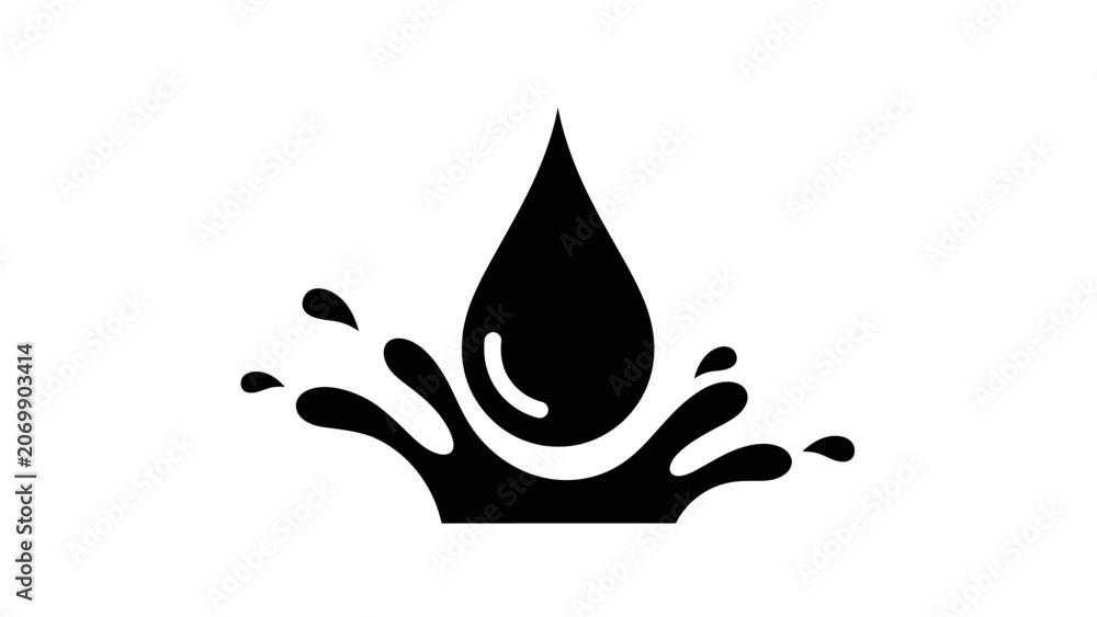 Fototapeta premium Water droplet splash icon isolated on a white background simple and clean design