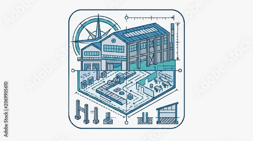 Industrial Factory Blueprint Design.