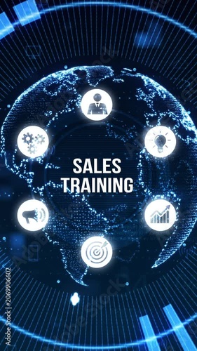 Sales training, Business development and marketing concept on virtual screen.
