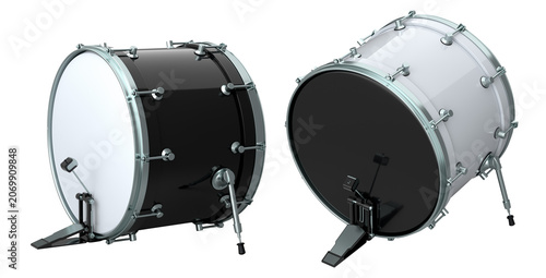 Photography Set of drum with pedal on white background