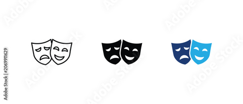 Fotografie Theater mask icon, comedy drama entertainment broadway stage performance set