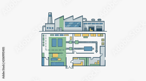 Industrial Manufacturing Facility Cross-Section.