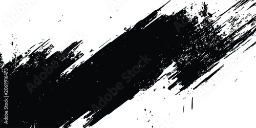 Foto Dynamic ink brush stroke with abstract isolated splatter brushwork calligraphy c