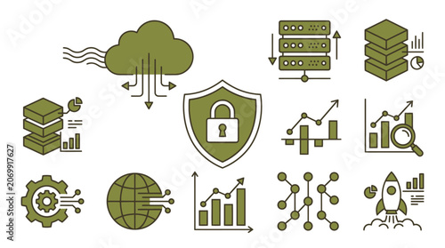 Data Technology and Business Analytics Icon Set