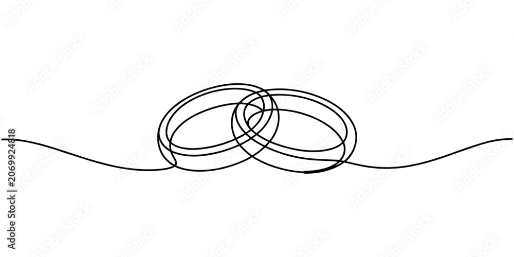 Obraz premium Two black intertwined rings on a white background wedding rings engagement rings marriage love relationship