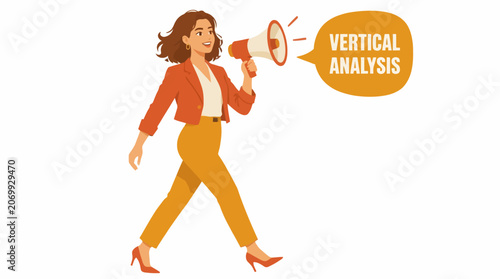 Confident businesswoman using megaphone for announcement.