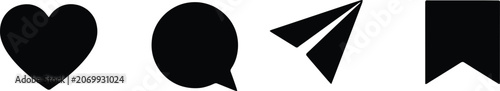 Foto Social Media and Favorite Icons Collection in Silhouette Style