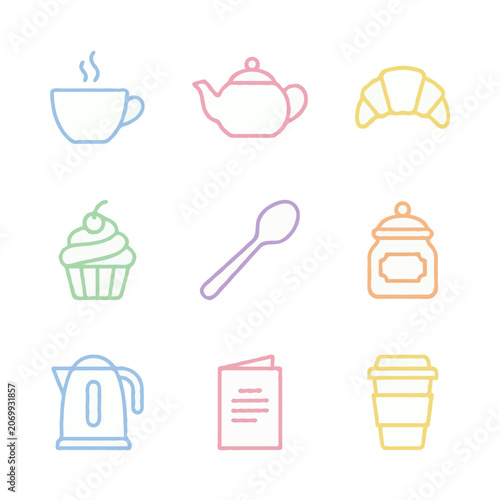 Breakfast and coffee icons set
