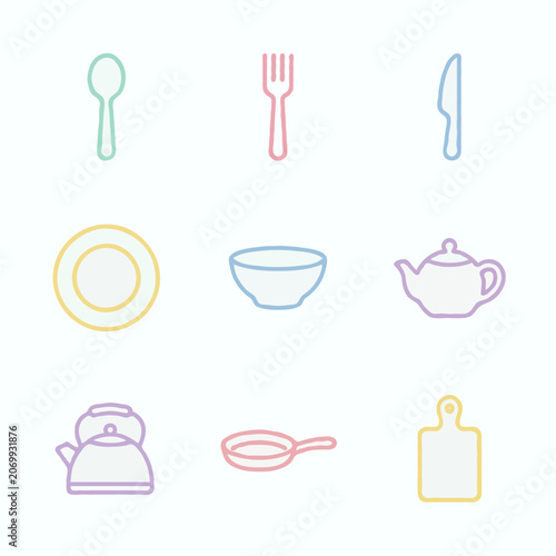 Set of kitchen utensil icons