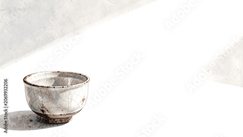 Wabi-Sabi Japanese Chawan Tea Bowl in Expansive Yohaku Negative Space