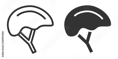 Minimalist bicycle helmet icon design in black and white. Vector illustration.