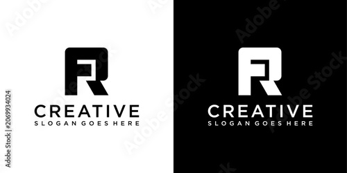 FR of RF initial letter logo design vector template