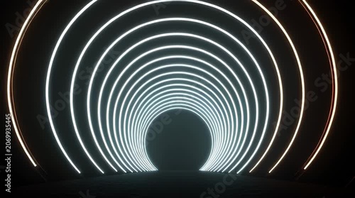 Abstract Tunnel Made of Glowing Rings, Stock Video Footage