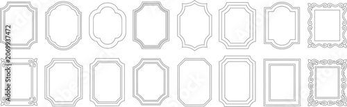 Photos Badge shapes set, decorative label frames collection black template style for patch insignia design branding and classic emblems