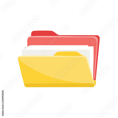 Flat design folder icon with documents