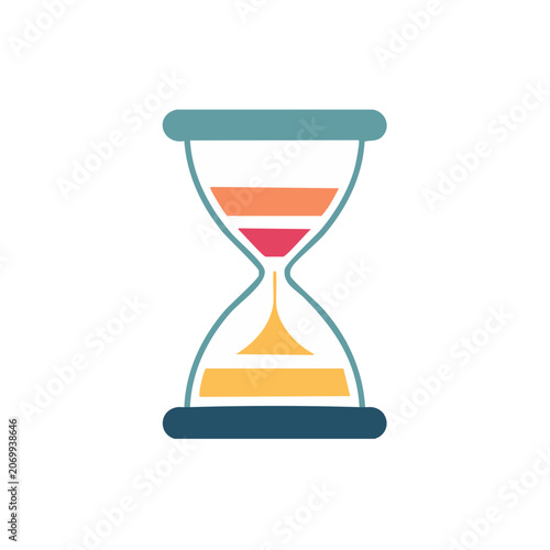 Flat hourglass icon with colored sand