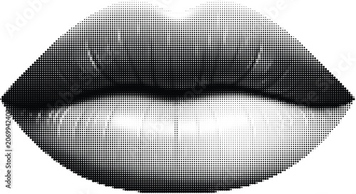 Foto Stylized lips in dot art, creating a graphic and artistic representation of beauty with monochrome shading and creative design
