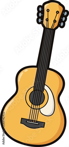 Obraz na płótnie Cartoon Acoustic Guitar Illustration - Music Instrument Icon
