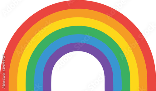 Obraz na plátně Vibrant Rainbow Arch Against White Background, Bright Colors, Hope Symbol