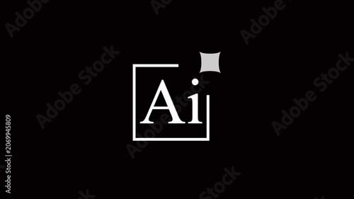Abstract clean and modern AI design icon. Ideal for representing digital creativity concept loop. 4k video.