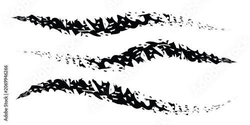 Obraz na płótnie Abstract brushstroke collection three dynamic black ink swashes on white