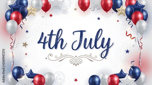 Fourth of july celebration background with patriotic balloons stars and american independence day theme