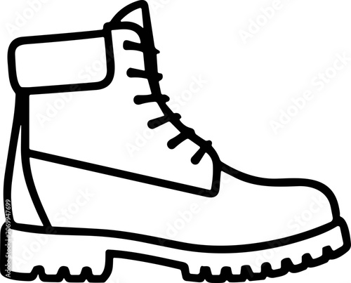 Konstfotografi Outline of a Waterproof Work Boot with Laces