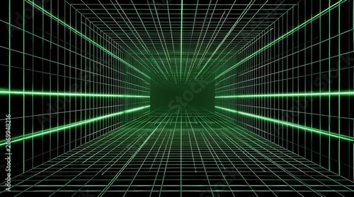 Abstract Green Wireframe Tunnel Stock Video