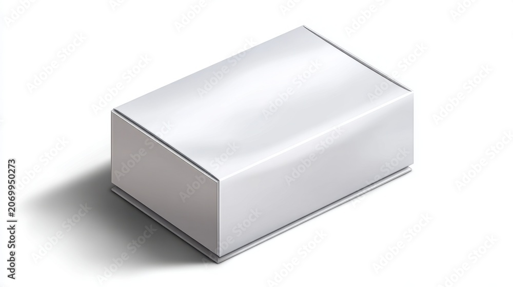 Naklejka premium Minimalist rectangular white box with smooth surface and soft shadows for product presentation or packaging design