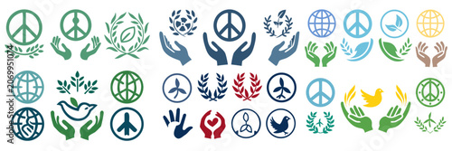 Photos Comprehensive collection of flat vector symbols for global harmony ecology and p