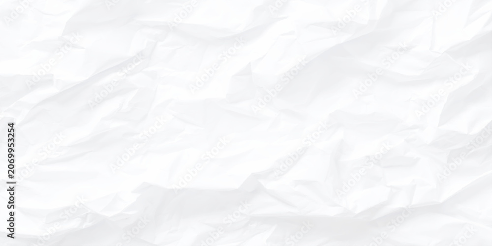 Obraz premium Crumpled white paper texture background with folds and creases abstract design element