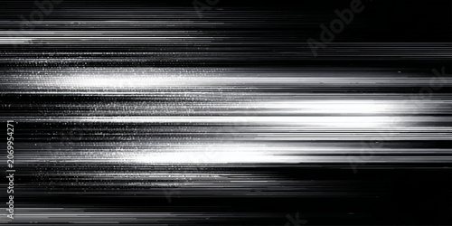 Konstfotografi Glitchy white and black horizontal lines on a distorted digital screen display e
