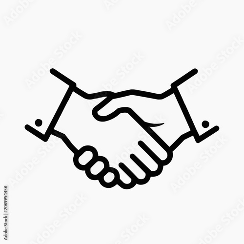 Handshake icon illustrating partnership on minimalistic background