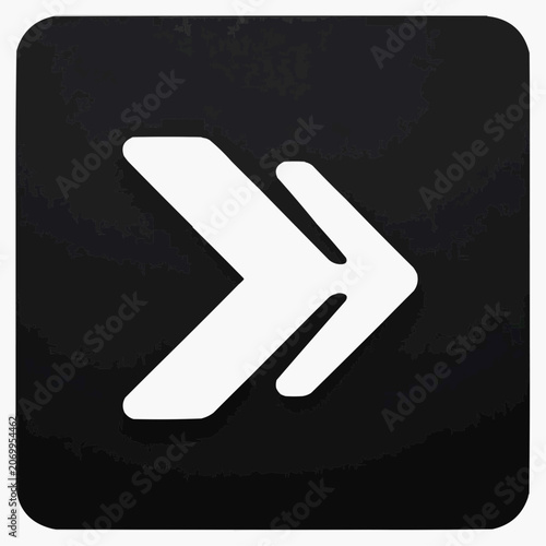 White arrow symbol on black background