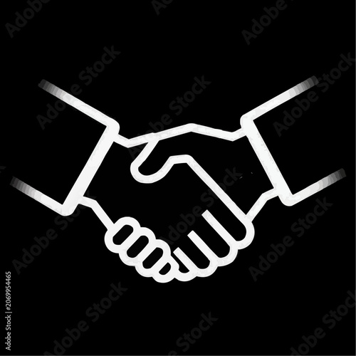 Handshake logo, business partnership, agreement symbol, black background