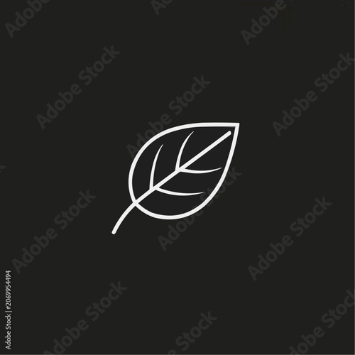 White leaf icon on black background