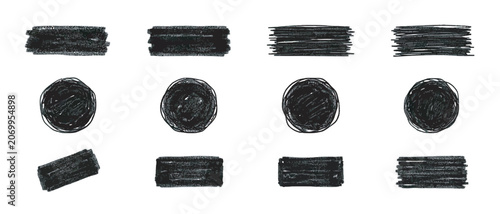 Fotografi Collection of hand drawn pencil scribble shapes with rough texture for creative