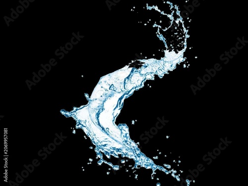 Fotografie Dynamic splash of water captured mid-air against a black background