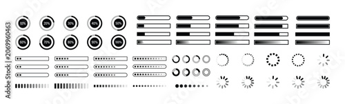 Canvastavla Set of loading bar icons