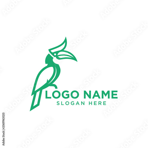 Minimalist Hornbill Bird Line Art Logo Design