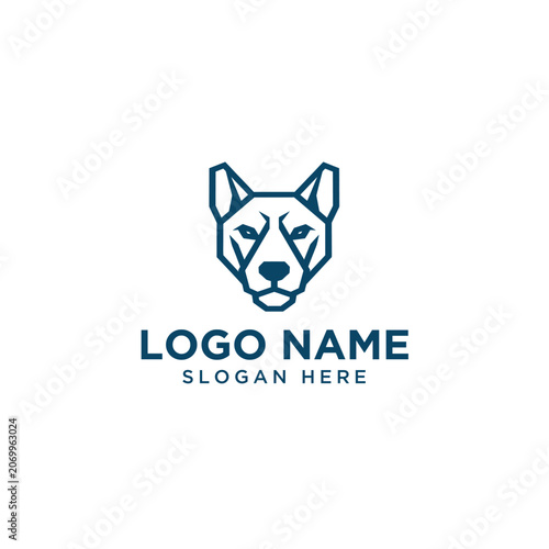 Minimalist Geometric Dog Head Logo Design