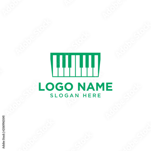 Minimalist Green Piano Keyboard Logo Design
