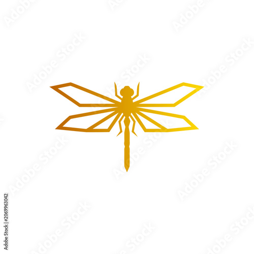 Minimalist Golden Dragonfly Icon Design