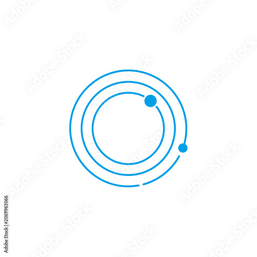 Minimalist Blue Orbit Planet Icon Design